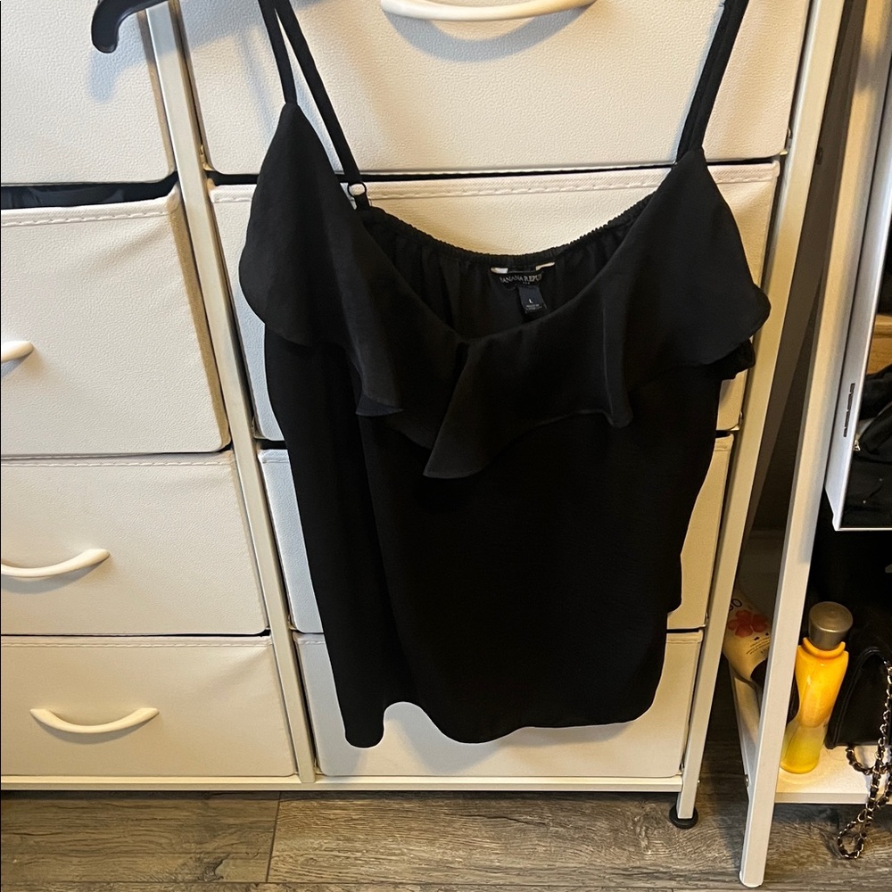 Banana Republic Black Camisole with Ruffle Detail